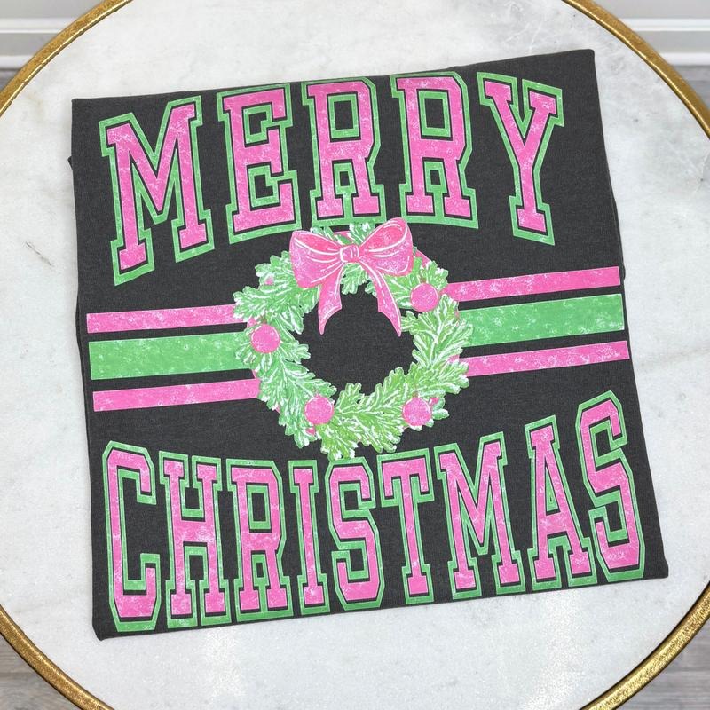 Neon Varsity Merry Christmas Comfort Colors T-Shirt 'NLB'