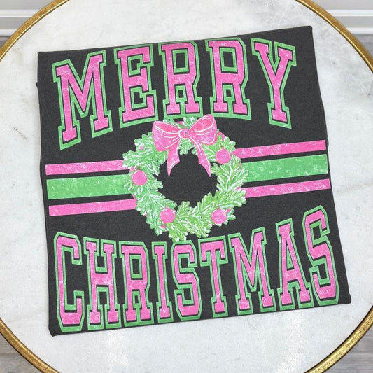 Neon Varsity Merry Christmas Comfort Colors T-Shirt 'NLB'
