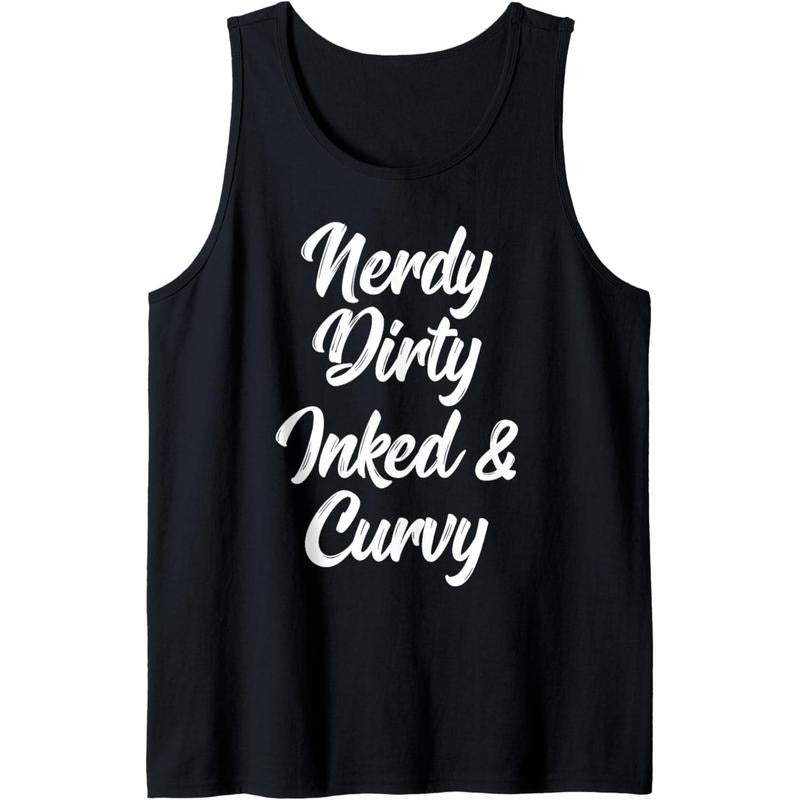 Nerdy Dirty Inked & Curvy Reading Lovers Tattoo Curves Women Tank Top Made in USA