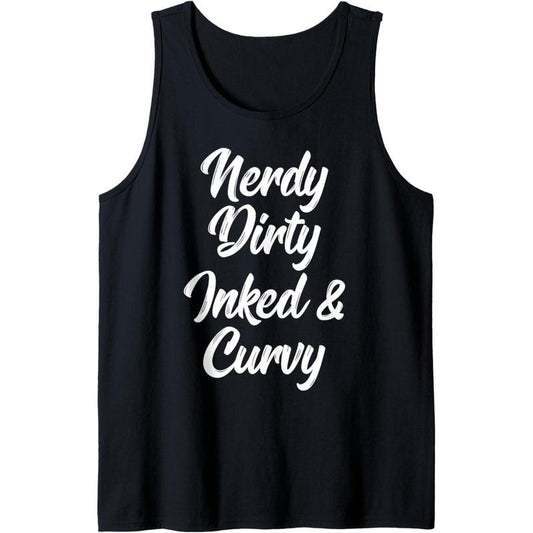 Nerdy Dirty Inked & Curvy Reading Lovers Tattoo Curves Women Tank Top Made in USA