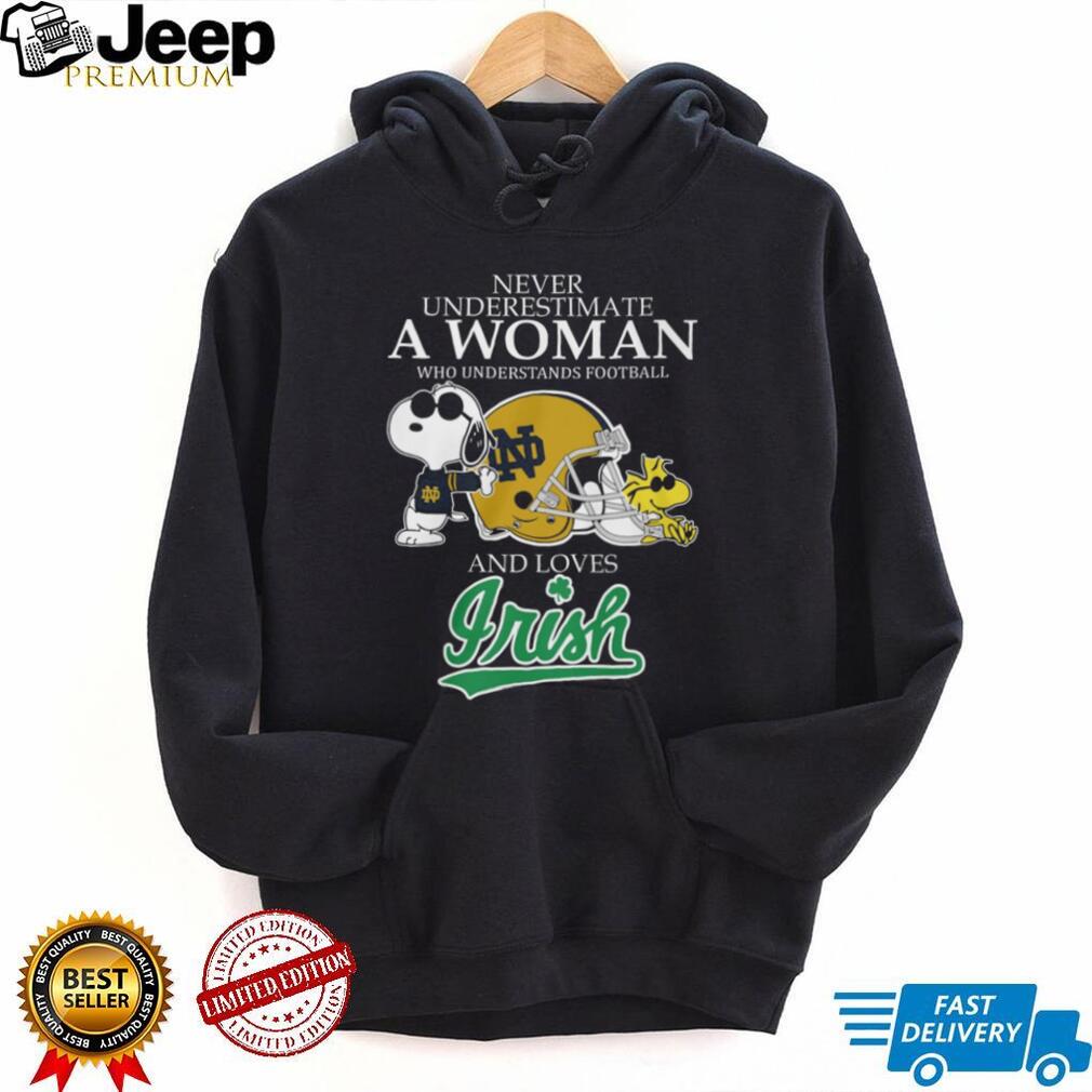 Never Underestimate A Woman Who Loves Notre Dame Irish Football T Shirt