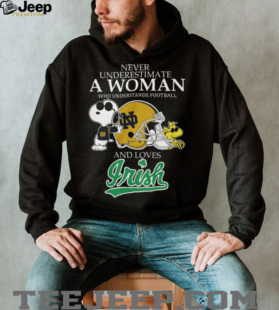 Never Underestimate A Woman Who Loves Notre Dame Irish Football T Shirt