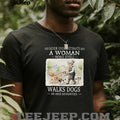 Never Underestimate A Woman Who Still Walks Dogs In Her Seventies T Shirt