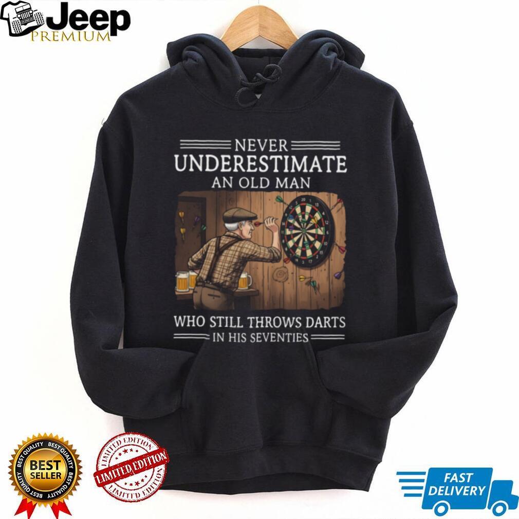 Never Underestimate An Old Man Darts Player Seventies Shirt