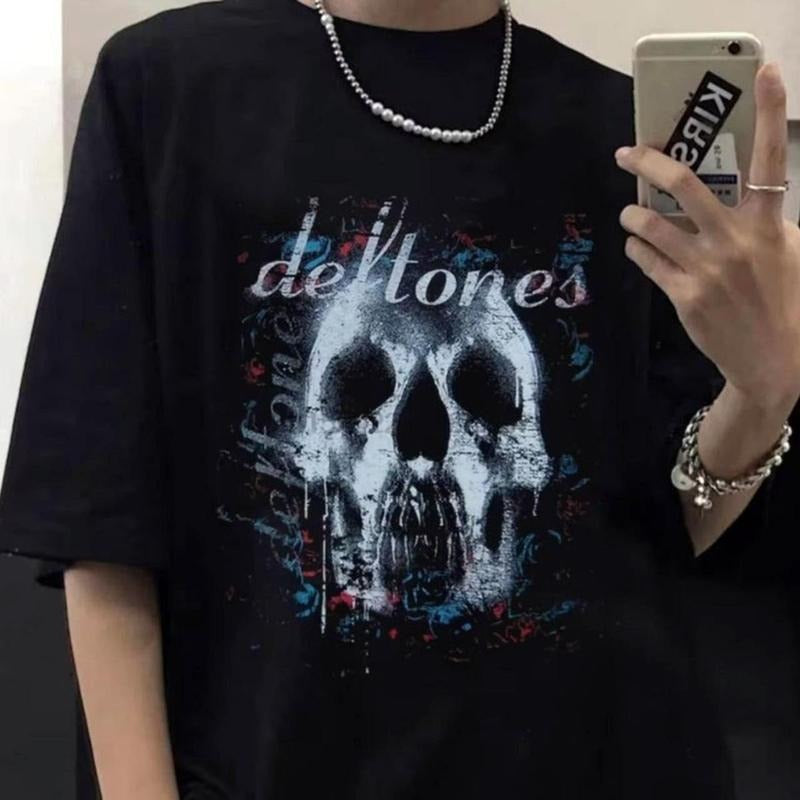 New Deftoness Tshirt, Deftoness Skull Black Band Concert Shirt, Rock Tee, Punk Hip Hop Gothic, Horror Movie, Unisex Short Sleeve Tee, Graphic Round Neck Tee