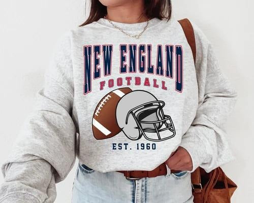 New England Football Sweatshirt, Vintage Unisex New England Crewneck, Gift for Football Fan Cotton Fit