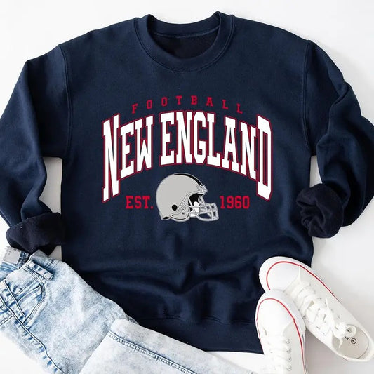 New England Football Sweatshirt,The Pats Sweatshirt,Vintage New England Fan Gift Crewneck,Patriots Sweatshirt T-Shirts,...