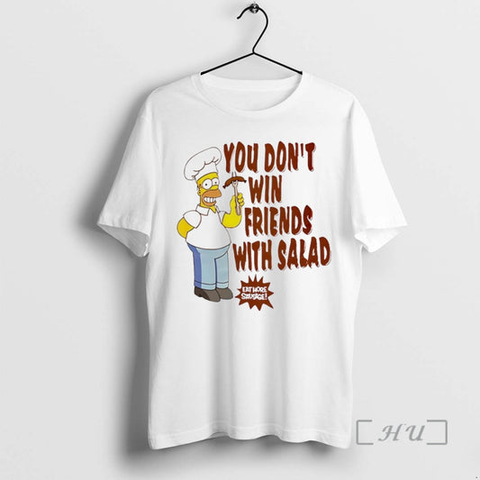 New Homer Simpsons You Dont Win Friends With Salad Circle T-Shirts, Hoodie, Sweatshirt | WearSparks.com
