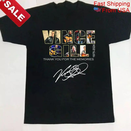 New Vince Gill 1975-2024 signature Cotton Unisex S-5XL Shirt