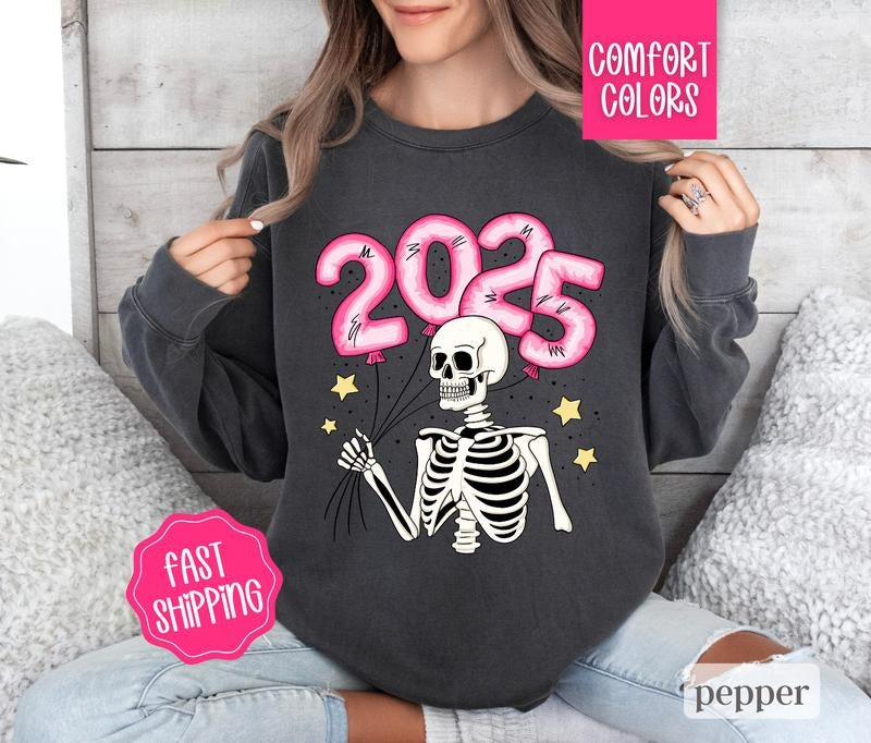 New Years Comfort Colors Sweatshirt, NYE 2025 Sweater, Happy New Year Crewneck