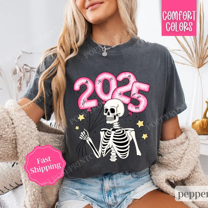 New Years Shirt Comfort Colors, 2025 NYE Tshirt,  Happy New Year Womens Teestyle{n002}2
