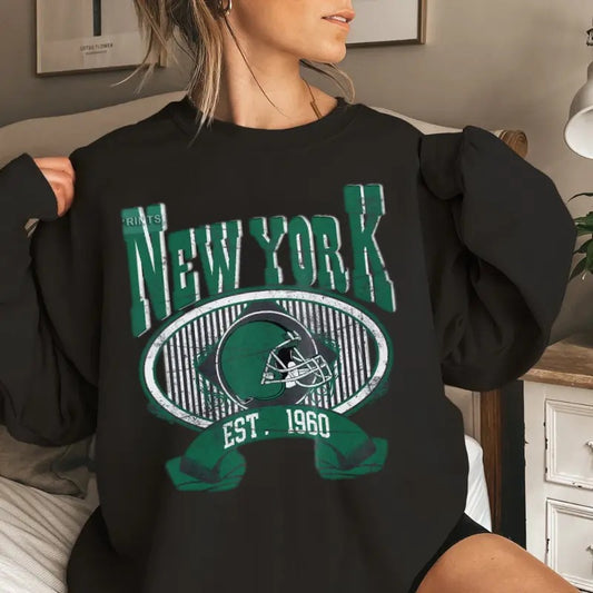 New York Football Retro 80s Vintage Style Crewneck Sweatshirt, New York Football Sweatshirt, Jets Sunday Football Fan Gifts FAR28
