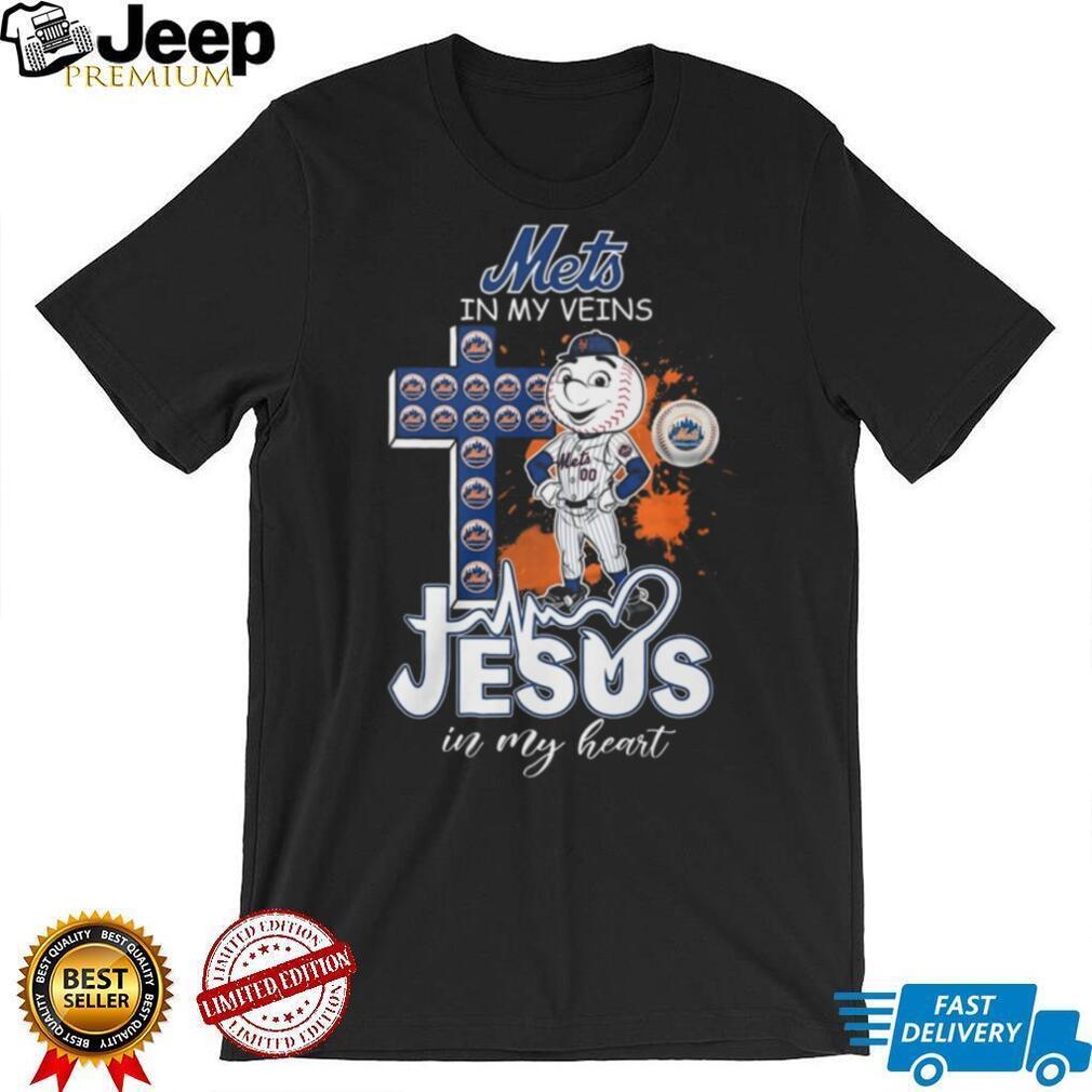 New York Mets Mr Met Cross Faith Jesus In My Heart T Shirt