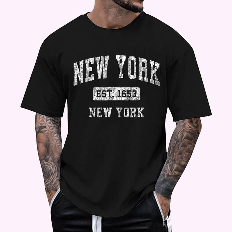 New York NY Vintage Established Sports Design T-Shirt , Unisex Cotton 100%, Top Menswear