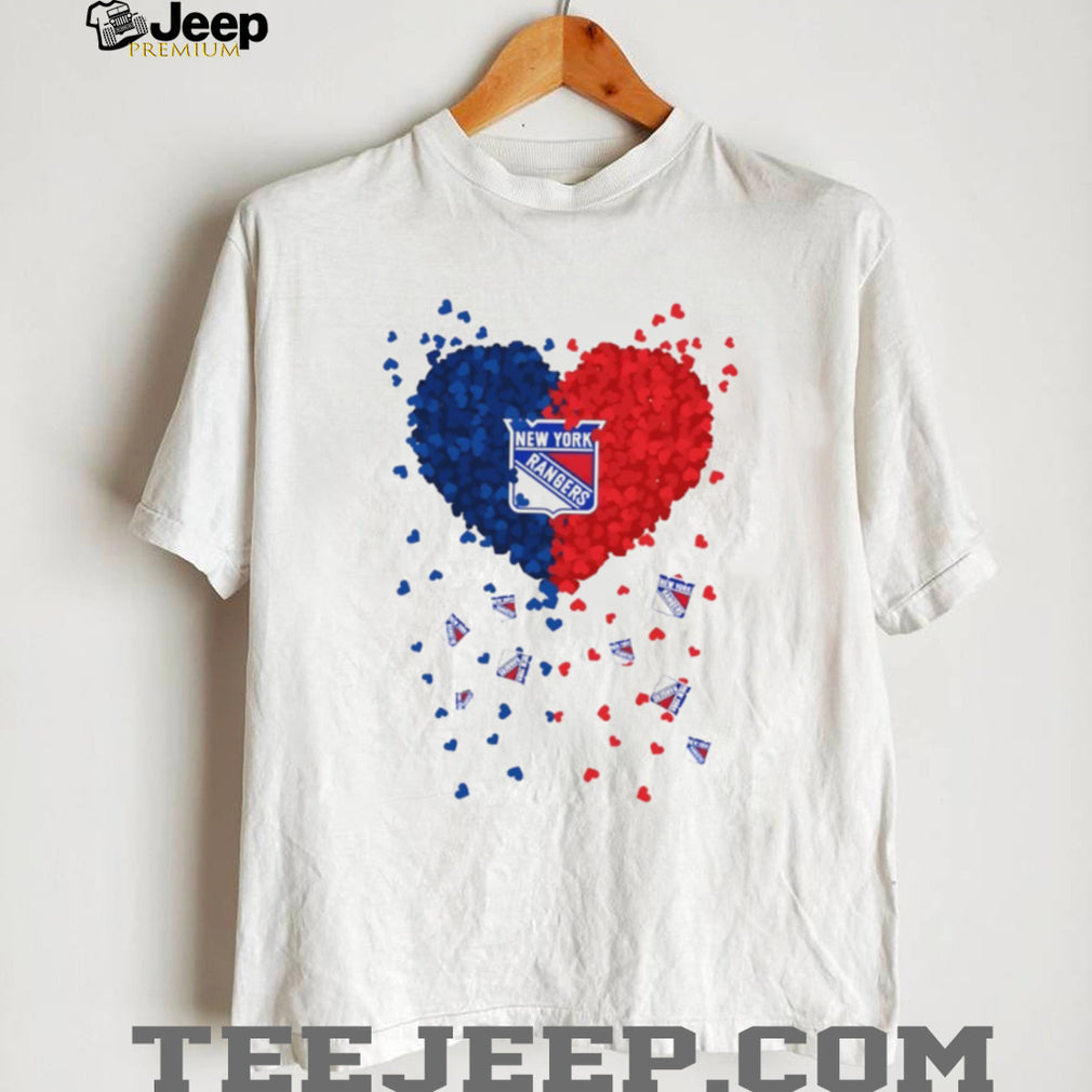New York Rangers Heart Graphic Blue and Red Fan T Shirt