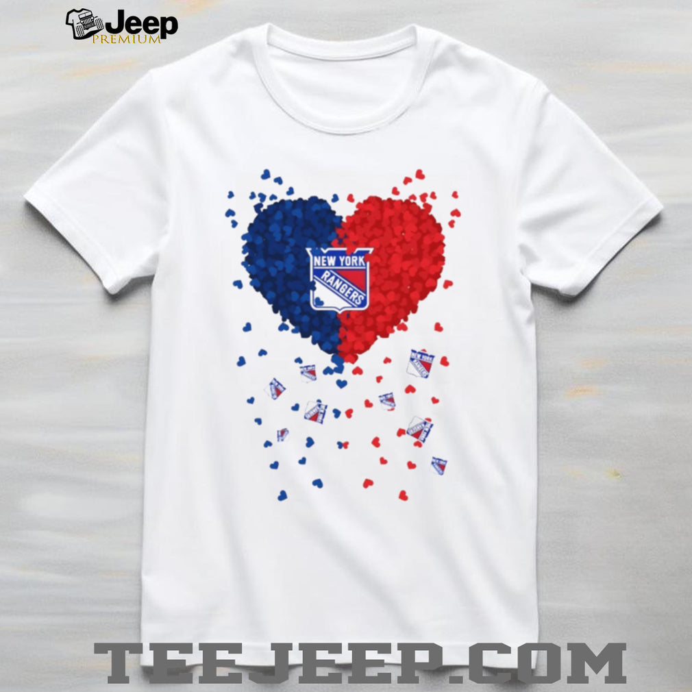 New York Rangers Heart Graphic Blue and Red Fan T Shirt