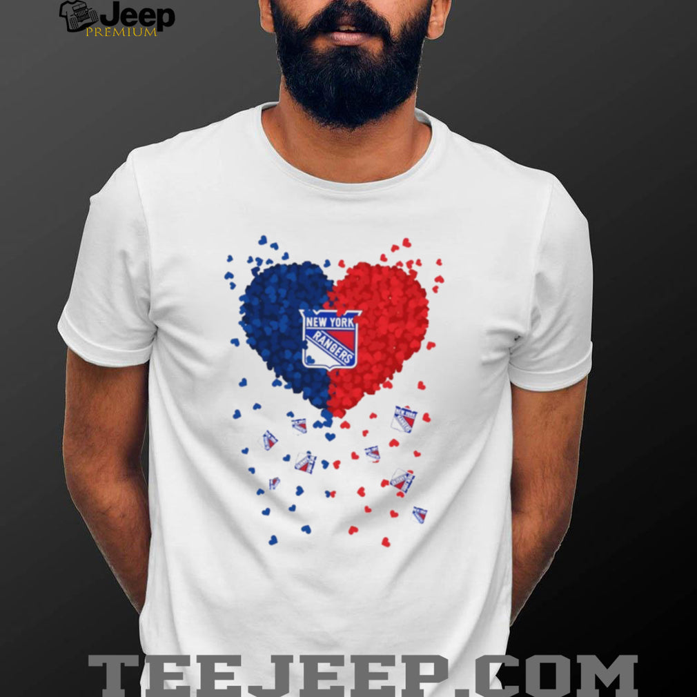New York Rangers Heart Graphic Blue and Red Fan T Shirt