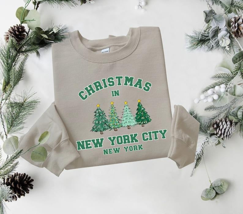 New York Vintage Shirt, New York Sweater, NYC Shirt, Personalized City Name Shirt, Christmas Trip Sweatshirt, Christmas tree  T-shirt, sweater and Hoodie