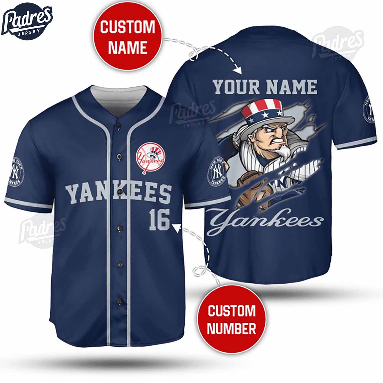 New York Yankees 3D Custom Baseball Jersey - Padres Jersey Oasis: Elevate Your Baseball Style Game T-Shirts, Hoodie,...