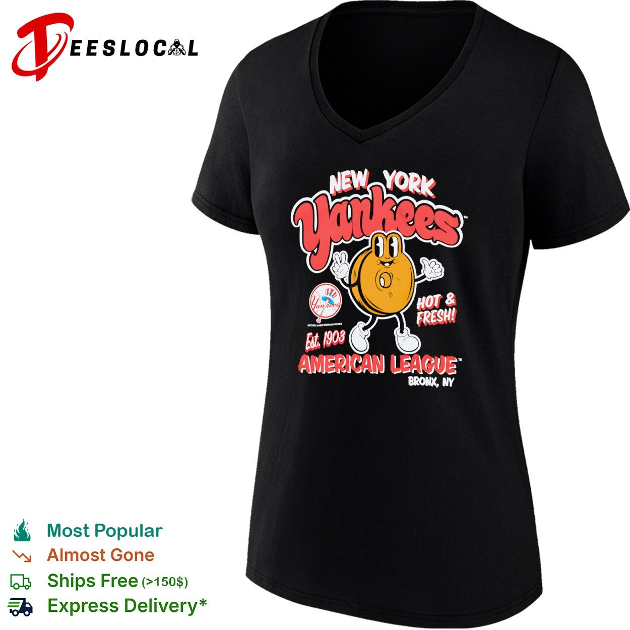 New York Yankees American League Hot and Fresh Est 1903 Mascot Donut Logo shirt