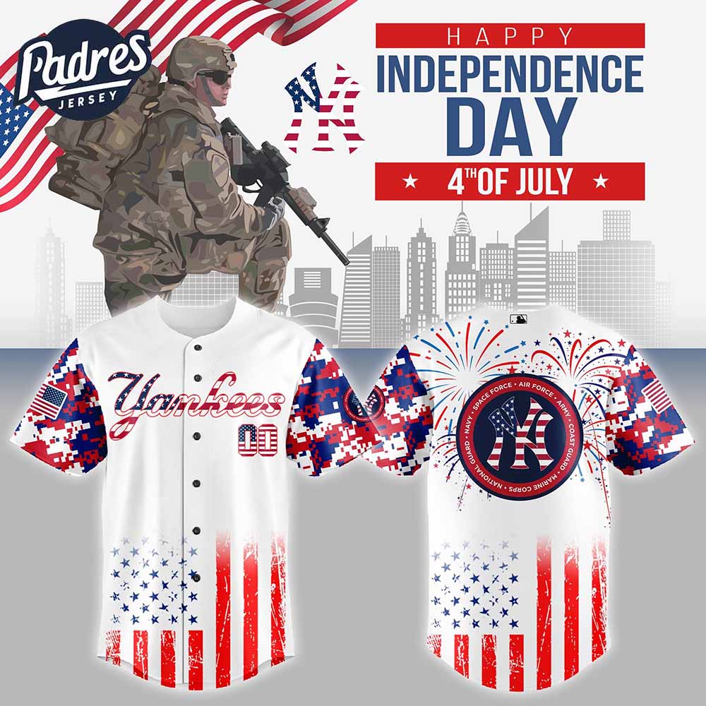 New York Yankees MLB X The 4th Of July X Military Personalized Baseball Jersey - Padres Jersey Oasis: Elevate Your...