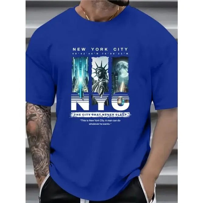 New york city print tree shirt, Tees for Men, Casual Short Sleeve T-shirt for summer Made in USA