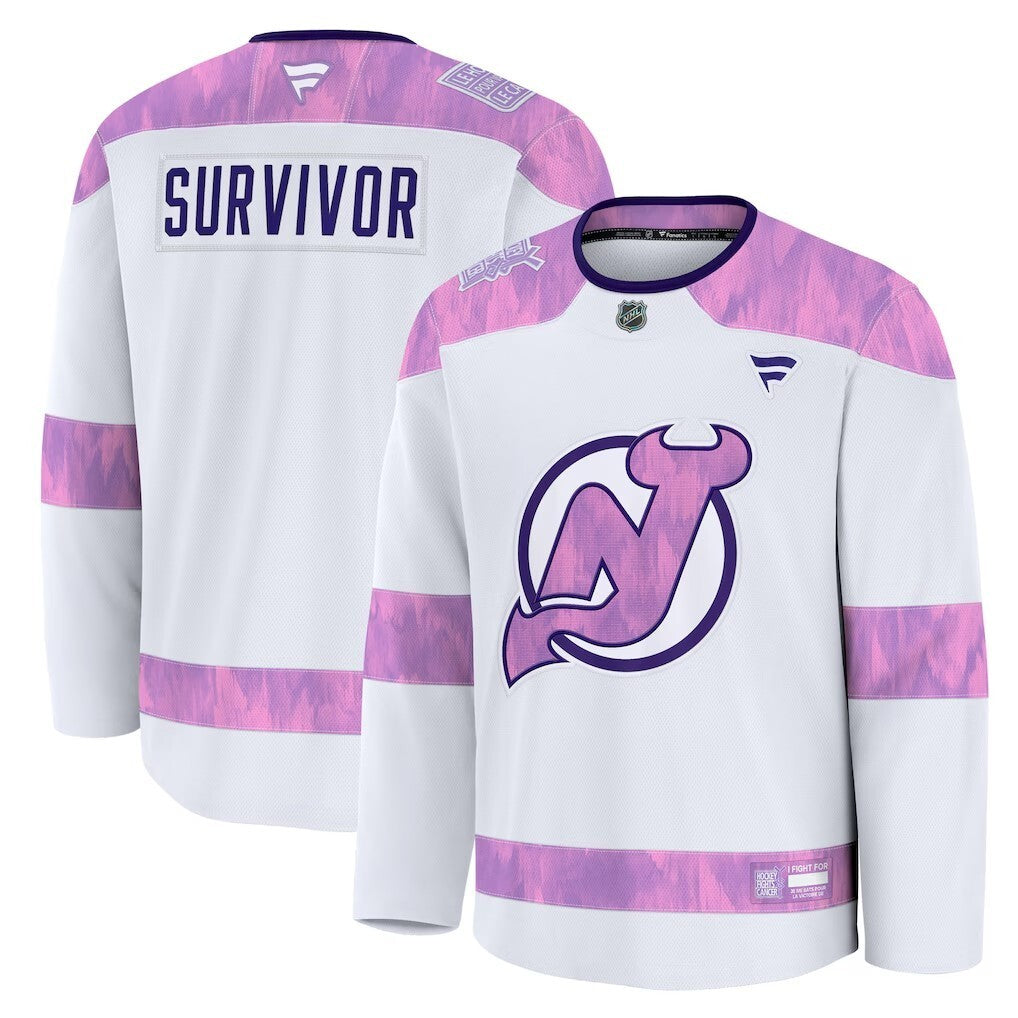 New Jersey Devils Fanatics Hockey Fights Cancer Practice Jersey - White