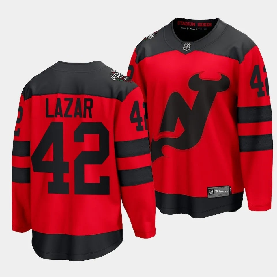 New Jersey Devils #42 Curtis Lazar 2024 NHL Stadium Series Jersey Red