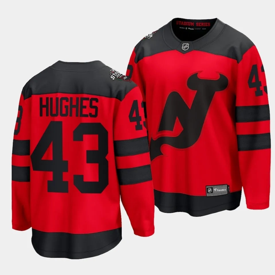 New Jersey Devils #43 Luke Hughes 2024 NHL Stadium Series Jersey Red