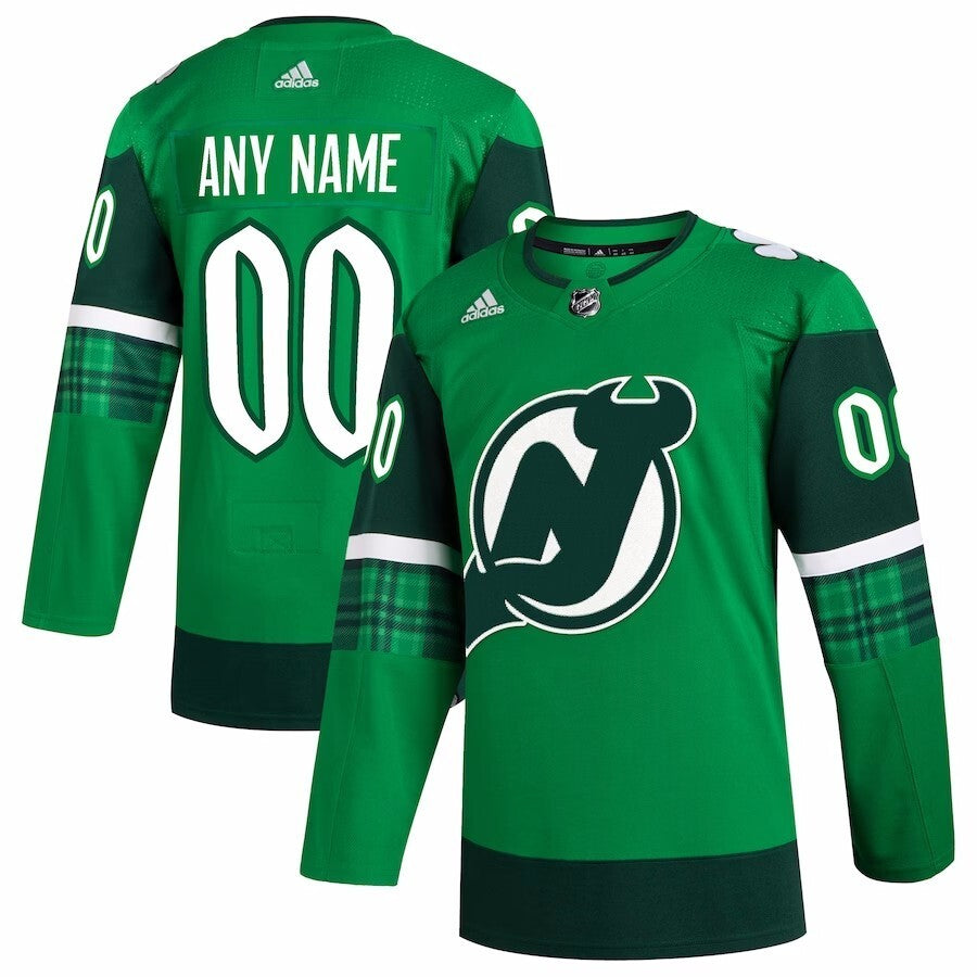 New Jersey Devils adidas 2023 St. Patrick's Day Primegreen Authentic Custom Jersey - Kelly Green