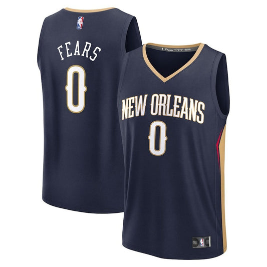 New Orleans Pelicans #0 Jeremiah Fears 2025 NBA Draft First Round Pick Fast Break Replica Jersey - Icon Edition - Navy
