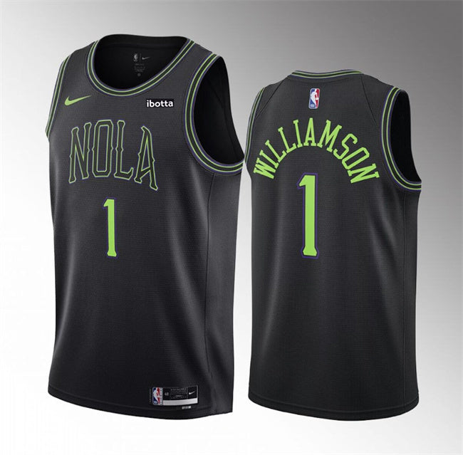New Orleans Pelicans #1 Zion Williamson Black 2023-24 City Edition Stitched Basketball