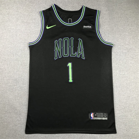 New Orleans Pelicans #1 Zion Williamson Pelicans 1 Black City S-XXL Style 2