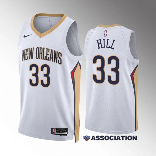 New Orleans Pelicans #33 Malcolm Hill 2023-24 White Association Edition