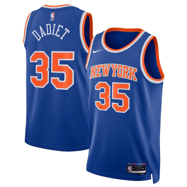 New Yok Knicks #35 Pacôme Dadiet Blue 2024 Draft Icon Edition Swingman Stitched
