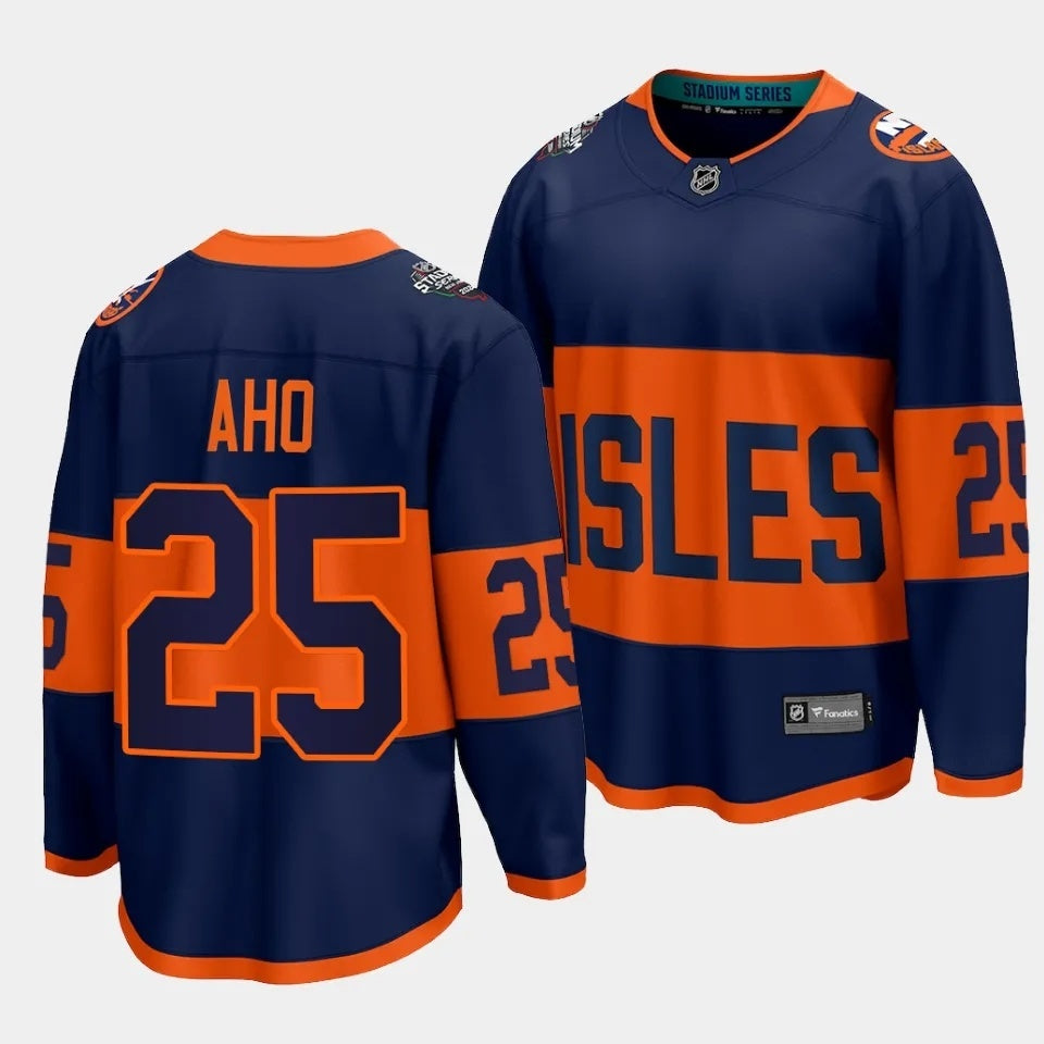 New York Islanders #25 Sebastian Aho 2024 NHL Stadium Series Jersey – Navy