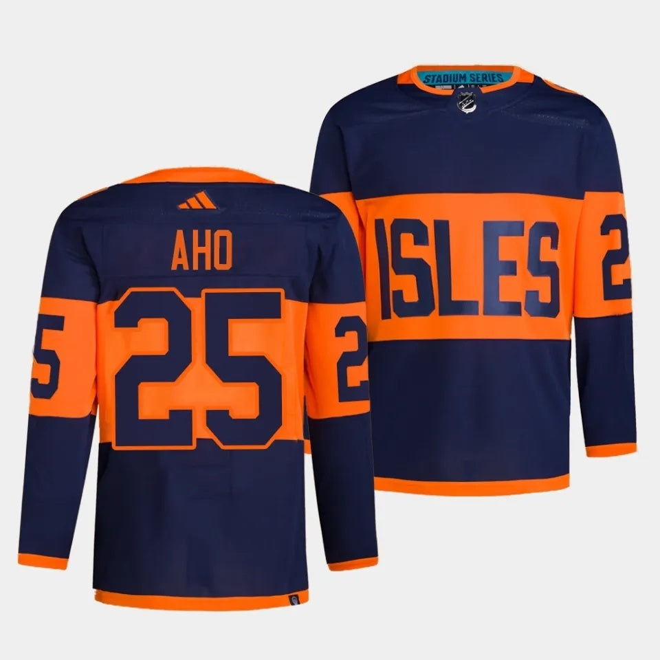 New York Islanders #25 Sebastian Aho 2024 NHL Stadium Series Navy Jersey