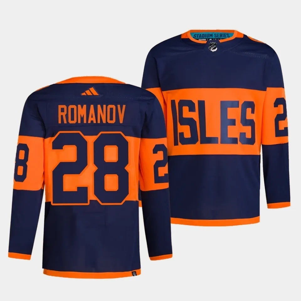New York Islanders #28 Alexander Romanov 2024 NHL Stadium Series Navy Jersey