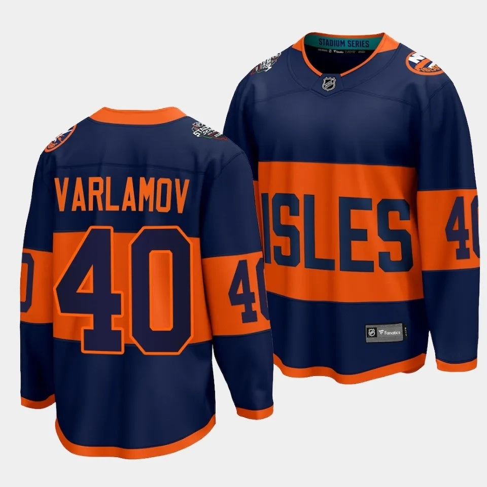 New York Islanders #40 Semyon Varlamov 2024 NHL Stadium Series Jersey – Navy