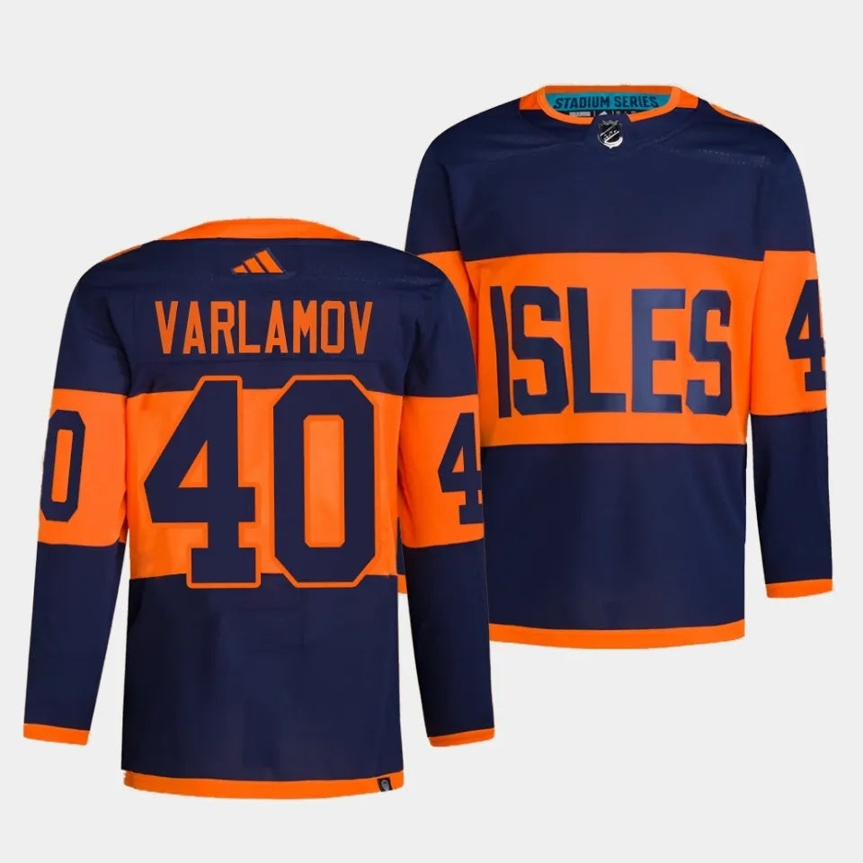 New York Islanders #40 Semyon Varlamov 2024 NHL Stadium Series Navy Jersey