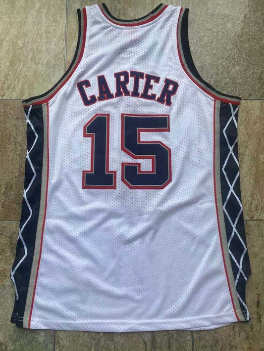 New York Nets #15 Vince Cater mitchell&ness Nets 15#“ Flyers ” Carter White Embroidered Style 2