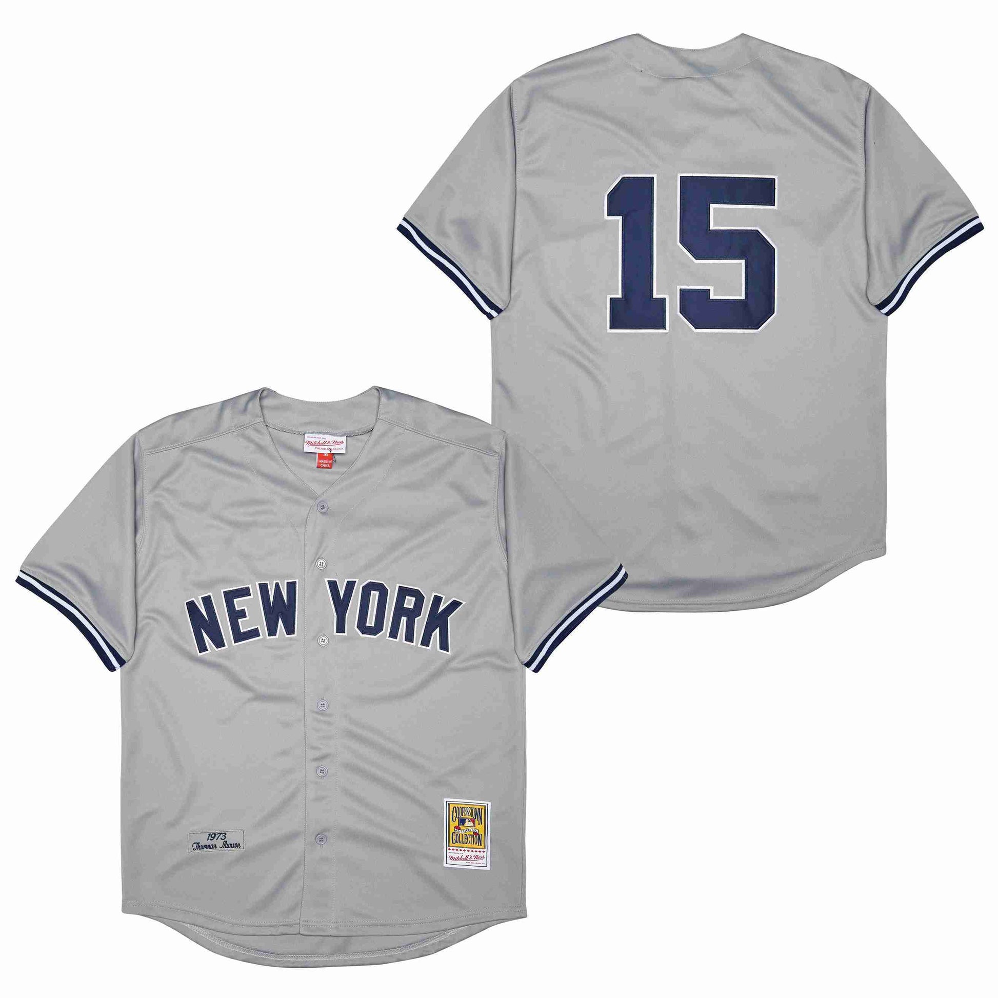 New York Yankees #15 Thurman Munson Yankees 15 Gray 1973 Retro