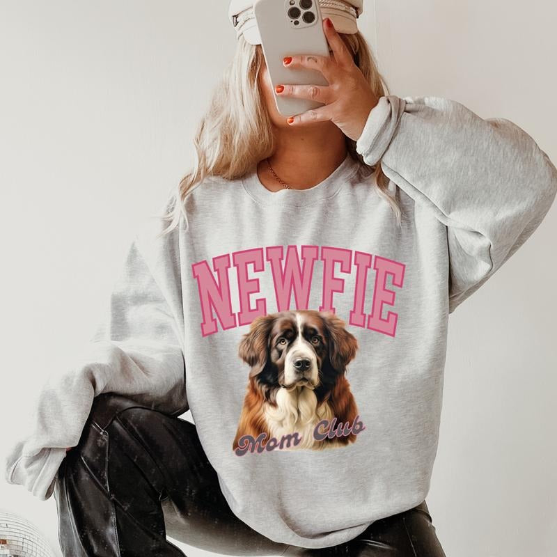 Newfie Mom Club Sweatshirt ~ Sweatshirt Unisex Apparel Relaxed Fit Printed in the USA Clothing Womenswear Casual and Comfortable