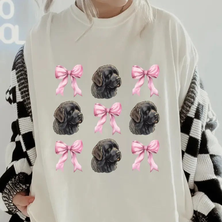 Newfoundland with bows Shirt ~ Unisex Dog Mama Apparel Relaxed Fit Printed In The USA Clothing Womenswear Casual Comfort Cotton Top Athletic Boho Chic