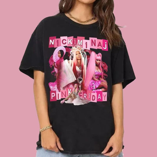 Nicki Pink Friday 2 Tour Vintage Tee Shirt, Rapper Homage Graphic Shirt, Pink Friday 2 Airbrush Nicki Shirt, Queen Of Rap Shirt, Gag City , Unisex T-Shirt, Gifts For Fans, Short Sleeve Tee Shirt