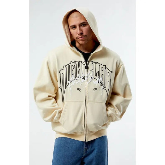 Nightlab Men's Cream London Full Zip Hoodie