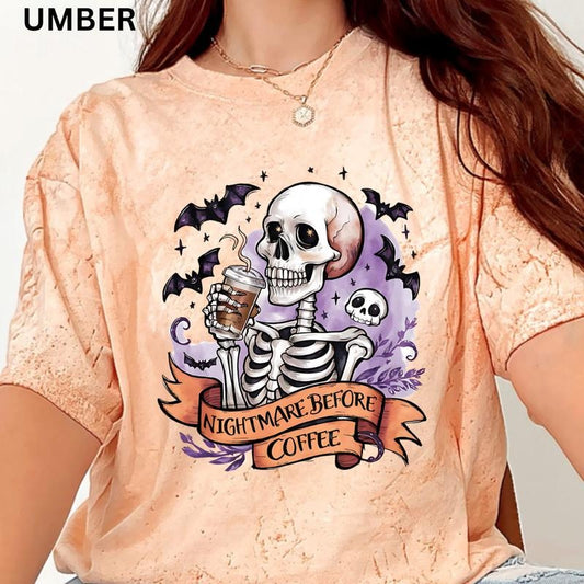 Nightmare Before Coffee Shirt, Fall Coffee Shirt, Pumpkin Spice Coffee shirt, Comfort Colors Halloween Shirt, Casual Shirt Unisex, Halloween Clothing, Graphic Halloween Apparel, Casual Cotton T-shirt, Unisex Halloweenstyle{n002}2