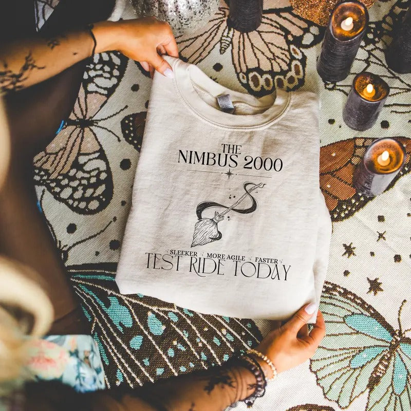 Nimbus 2000 Crewneck, Bookish Merch, Wizard School Inspired Gift,Dark Romance Gifts, Book Lovers Gifts, Booktok Merch,...
