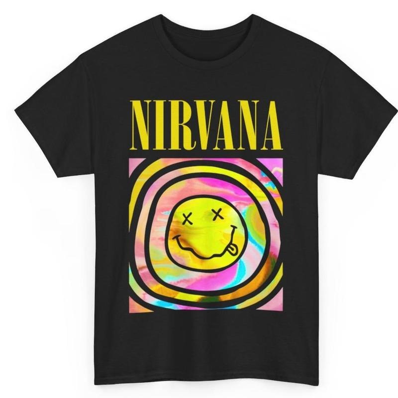 Nirvana Hot Pink Shirt Nirvana Crewneck Medium T-shirt, Vintage 90s style top clothing, Unisex graphic Streetwear shirts