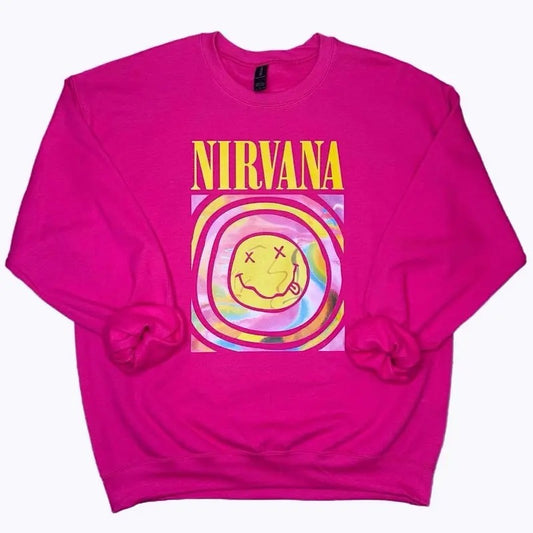 Nirvana Smiley Graphic Shirt, Nirvana Comfort Color Tee, Nirvana Smiley Sweatshirt